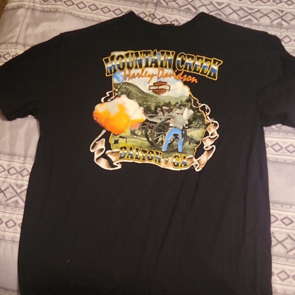 Harley-Davidson Black Mountain Creek Graphic Tee with Colorful Back Print